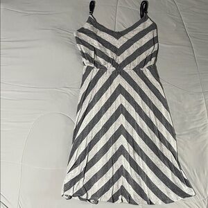 Dark Blue and White Striped Women's Dress